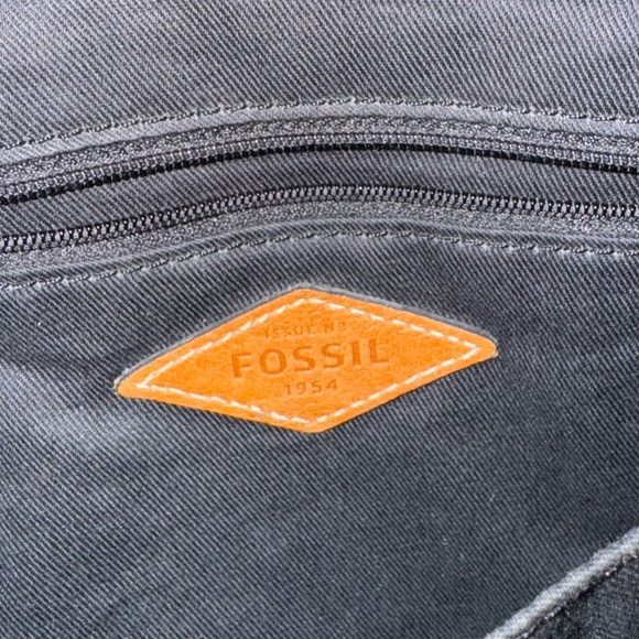 Fossil Vintage Brown Leather Handbag Tote Bag Purse - Picture 10 of 10